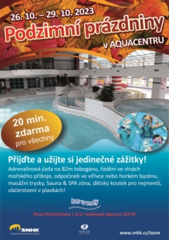 Hradecké aquacentrum o podzimních prázdninách s bonusem