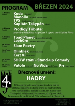 Klub č. p. 4 - program na březen