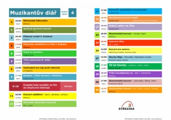 Muzikantův diář - program hudebního oddělení ZUŠ Střezina na duben