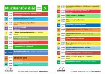 Muzikantův diář - program hudebního oddělení ZUŠ Střezina na květen