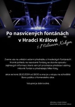 Po nasvícených fontánách v Hradci Králové